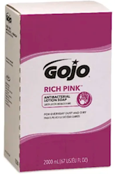 HAND SOAP, LOTION, REFILL, ANTIBACTERIAL, GOJO RICH PINK, FLORAL, 67 OZ, 1/EA LARGE